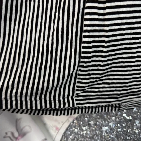 CJ Banks mini dress or long top Black and White Striped stripes Lace Accents - Picture 5 of 13